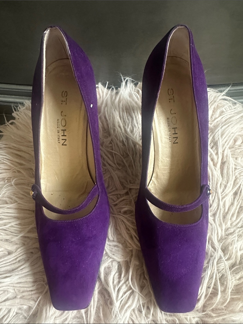 St. John Purple Suede Mary Jane Heels